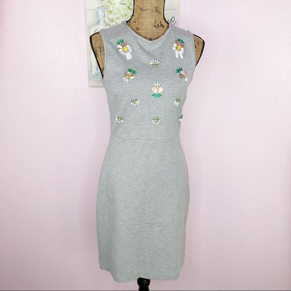 Banana Republic Dress Knit Embellished Jewell Pineapple Sheath Heather Gray 2 - Picture 1 of 14
